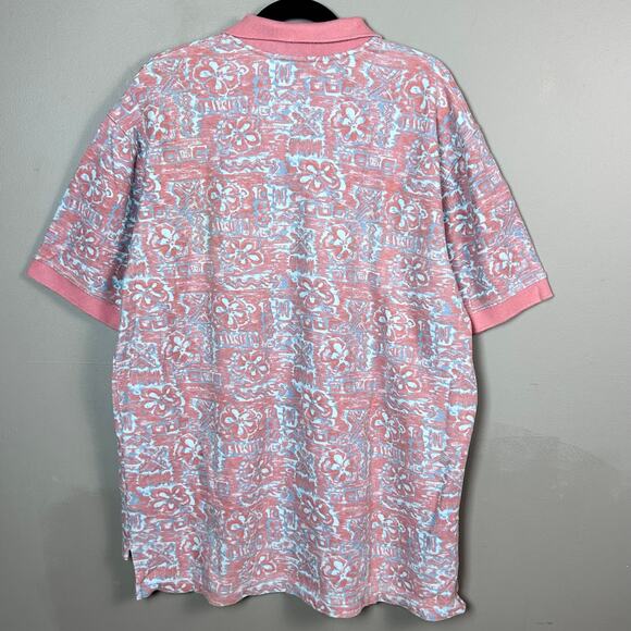 Orvis polo shirt men's XL Hawaiian Vintage pink batik camp shirt - Picture 3 of 7